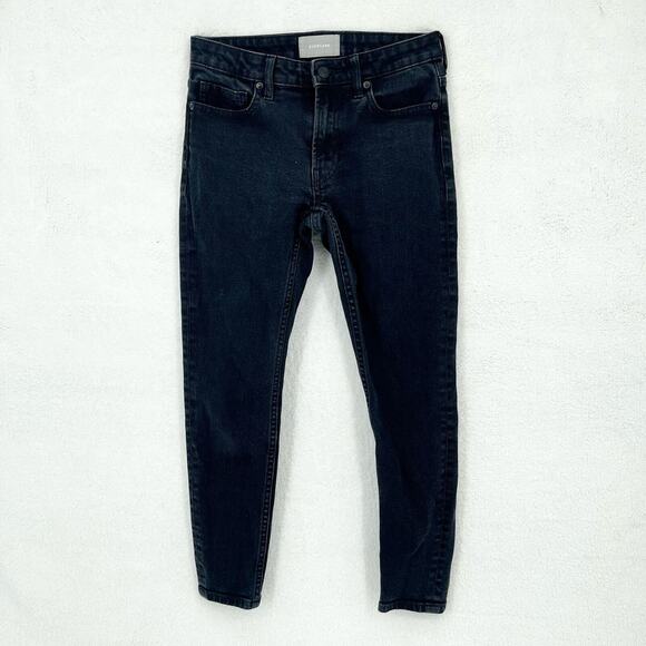 EVERLANE Jean Women Size 28 Skinny Mid Rise Ankle Cut Black Cotton Blended - Picture 1 of 6